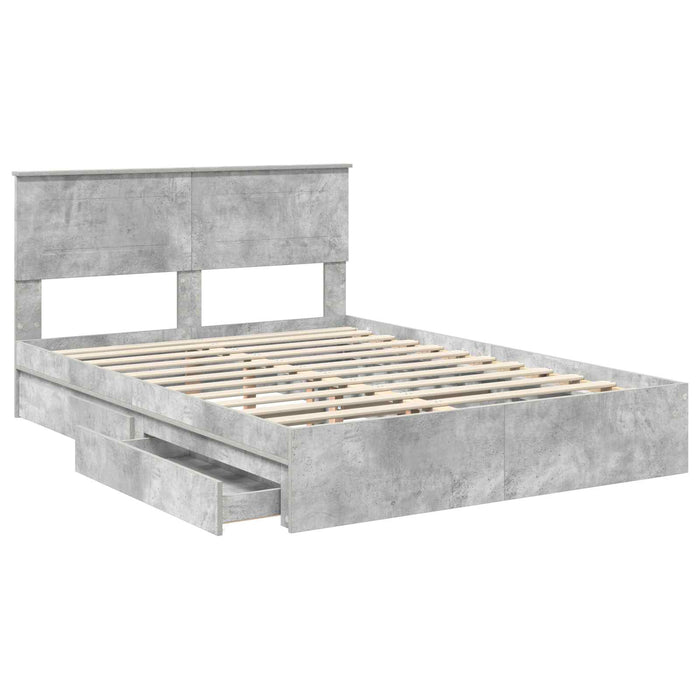 Pat cu storage Gri din beton 150 x 200 cm Lemn compozit - WALTI WALTI