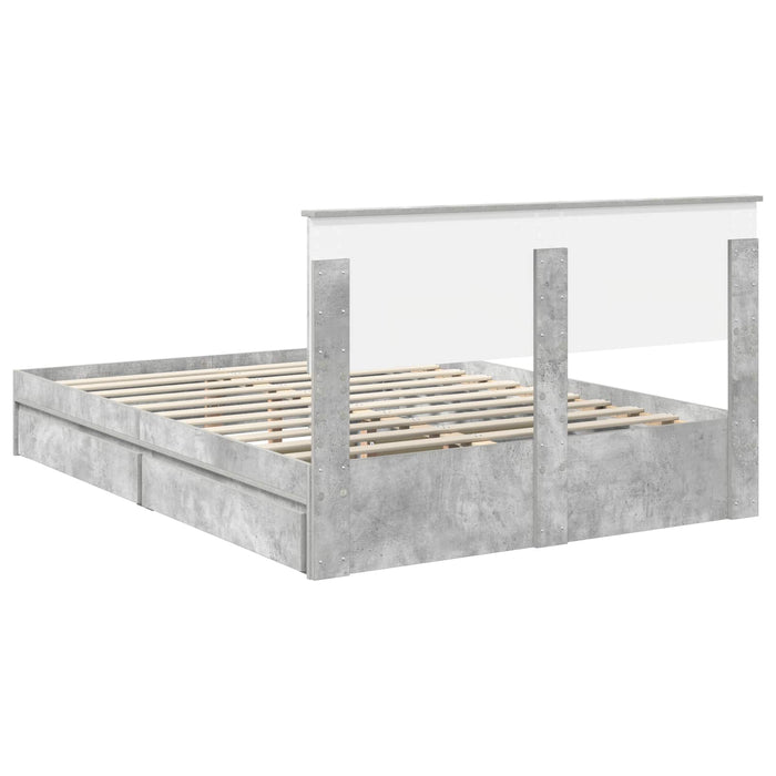 Pat cu storage Gri din beton 150 x 200 cm Lemn compozit - WALTI WALTI