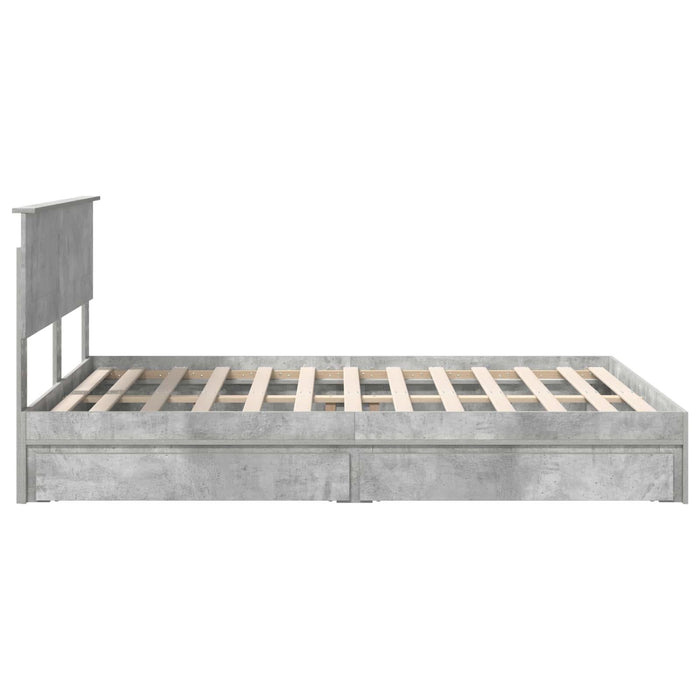 Pat cu storage Gri din beton 150 x 200 cm Lemn compozit - WALTI WALTI