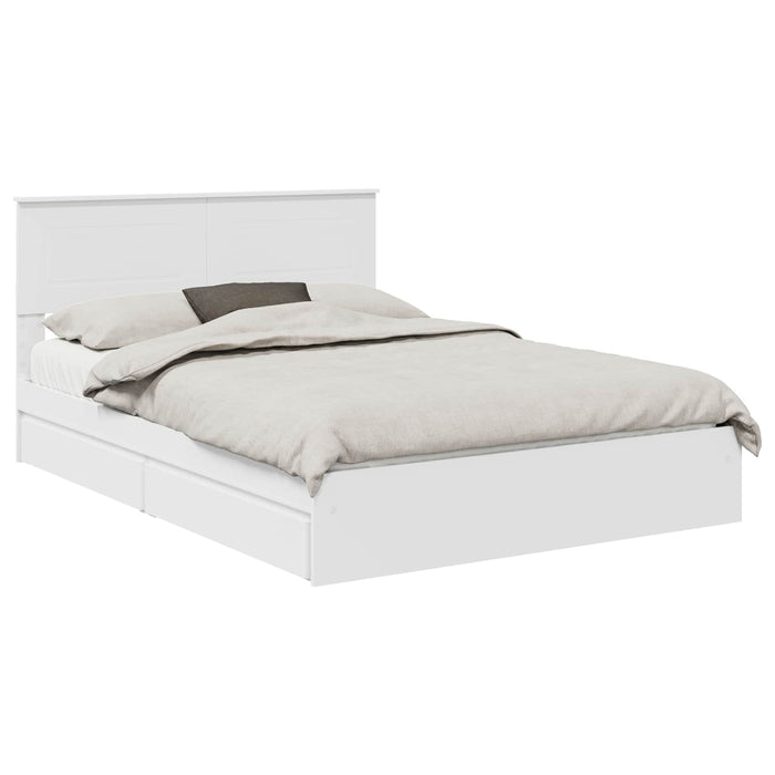 Pat cu storage cu headboard Alb 140 x 190 cm Lemn compozit - WALTI WALTI