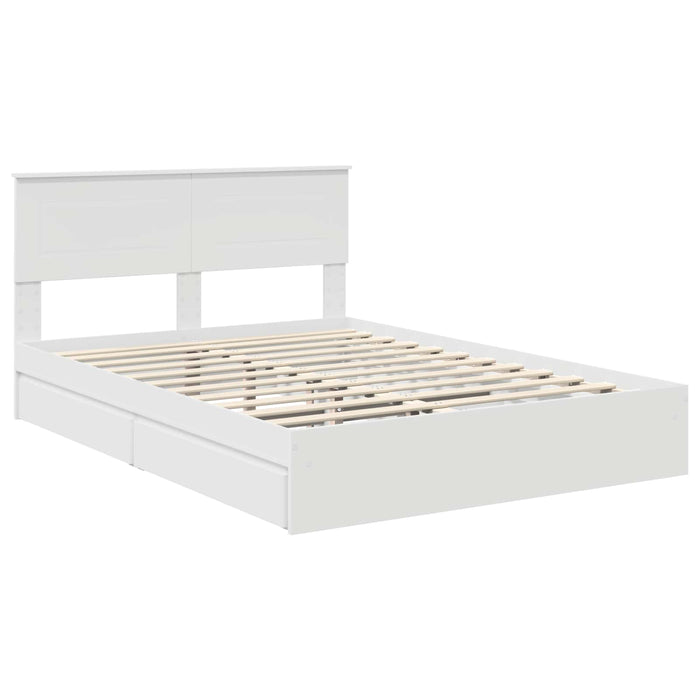Pat cu storage cu headboard Alb 140 x 190 cm Lemn compozit - WALTI WALTI