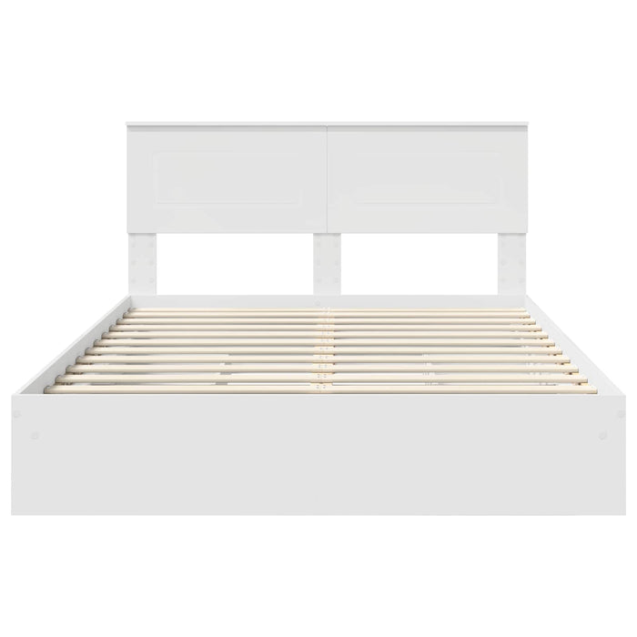Pat cu storage cu headboard Alb 140 x 190 cm Lemn compozit - WALTI WALTI