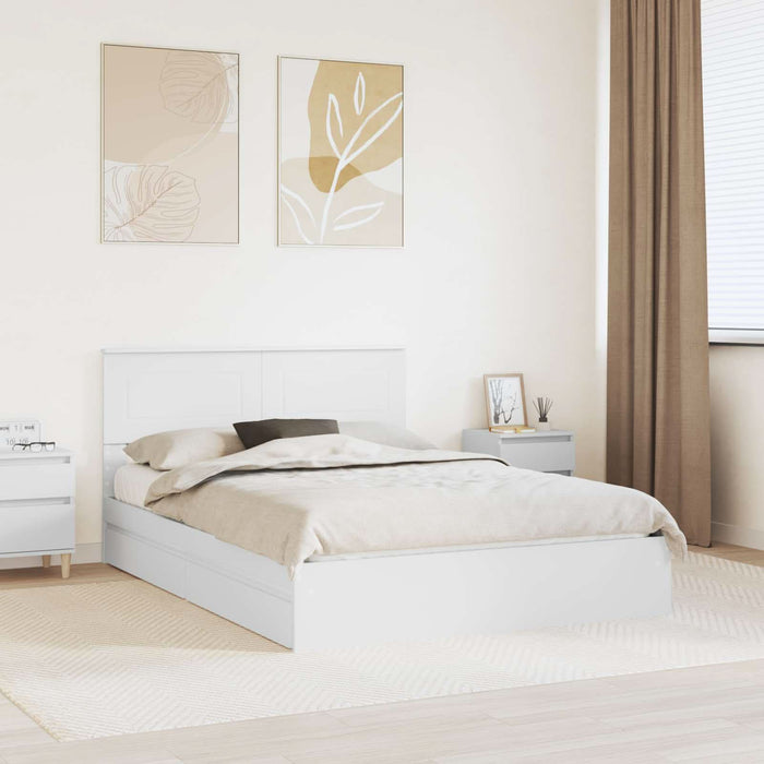 Pat cu storage cu headboard Alb 140 x 200 cm Lemn compozit - WALTI WALTI