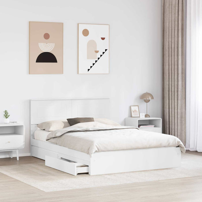 Pat cu storage cu headboard Alb 140 x 200 cm Lemn compozit - WALTI WALTI