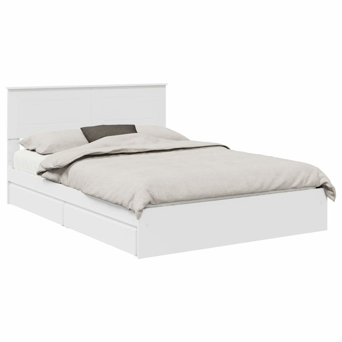 Pat cu storage cu headboard Alb 140 x 200 cm Lemn compozit - WALTI WALTI