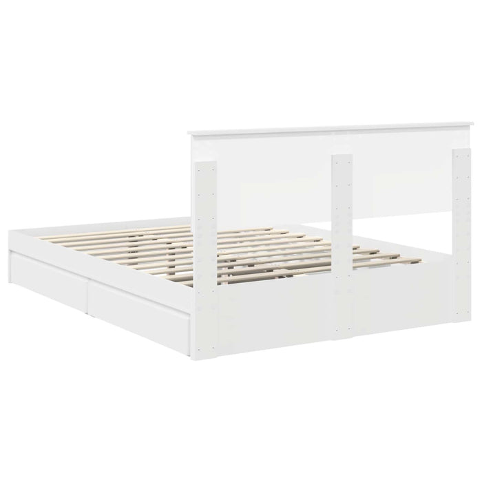 Pat cu storage cu headboard Alb 140 x 200 cm Lemn compozit - WALTI WALTI