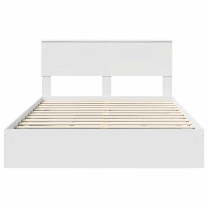 Pat cu storage cu headboard Alb 140 x 200 cm Lemn compozit - WALTI WALTI