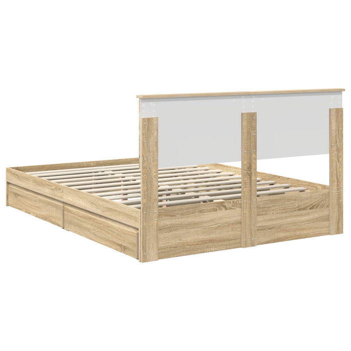 Pat cu storage Stejar Sonoma 140 x 200 cm Lemn compozit - WALTI WALTI