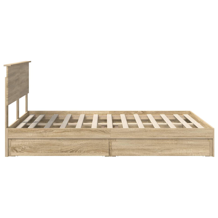 Pat cu storage Stejar Sonoma 140 x 200 cm Lemn compozit - WALTI WALTI