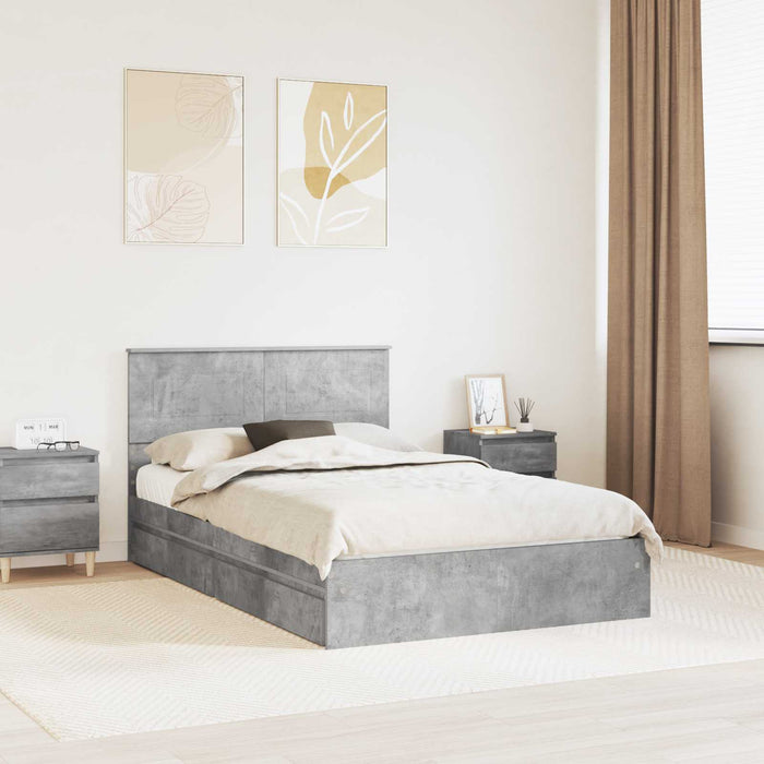 Cadru de pat cu sertar Gri din beton 135 x 190 cm Lemn compozit - WALTI WALTI
