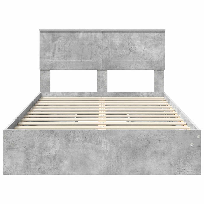 Cadru de pat cu sertar Gri din beton 135 x 190 cm Lemn compozit - WALTI WALTI