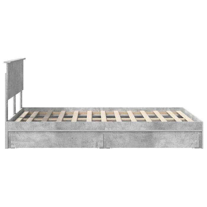 Cadru de pat cu sertar Gri din beton 135 x 190 cm Lemn compozit - WALTI WALTI