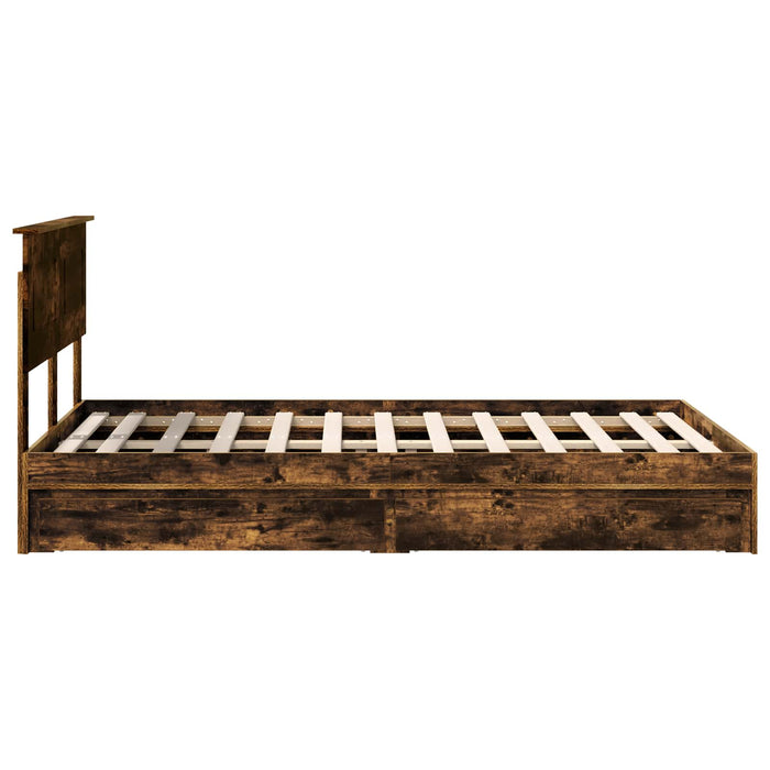 Pat cu storage Stejar fumuriu 135 x 190 cm Lemn compozit - WALTI WALTI