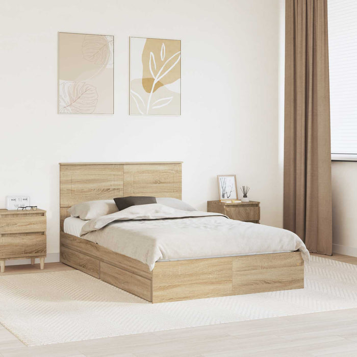 Pat cu storage Stejar Sonoma 120 x 200 cm Lemn compozit - WALTI WALTI