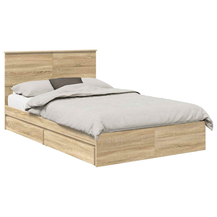 Pat cu storage Stejar Sonoma 120 x 200 cm Lemn compozit - WALTI WALTI