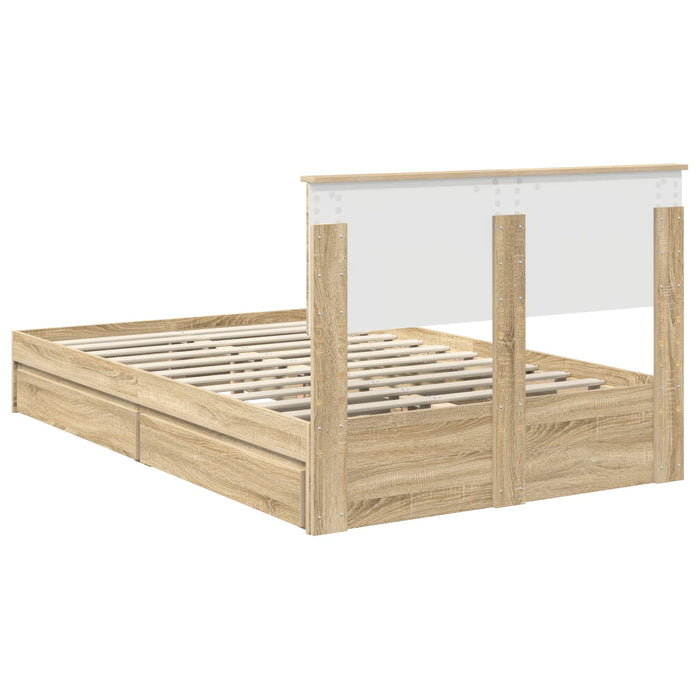 Pat cu storage Stejar Sonoma 120 x 200 cm Lemn compozit - WALTI WALTI