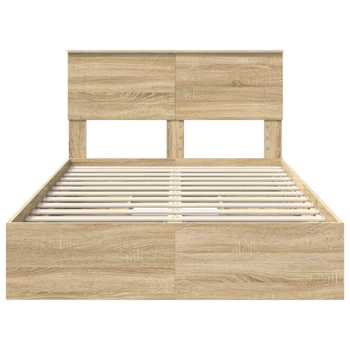 Pat cu storage Stejar Sonoma 120 x 200 cm Lemn compozit - WALTI WALTI