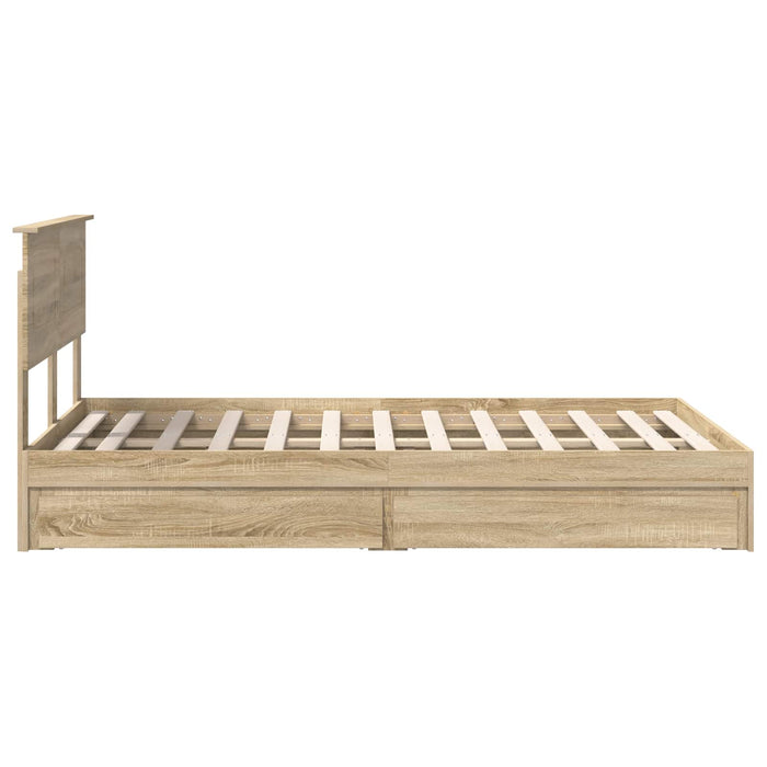 Pat cu storage Stejar Sonoma 120 x 200 cm Lemn compozit - WALTI WALTI