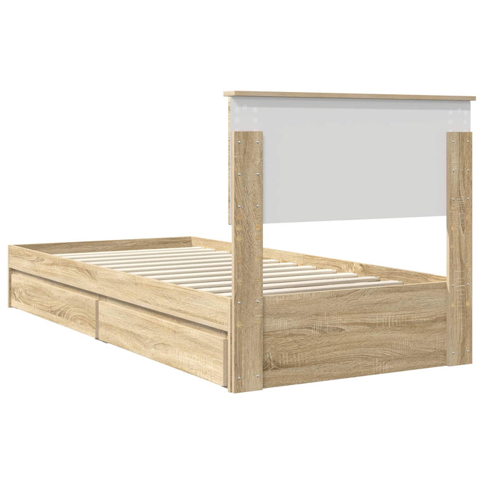 Pat cu storage Stejar Sonoma 100 x 200 cm Lemn compozit - WALTI WALTI