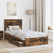 Pat cu storage Stejar fumuriu 90 x 190 cm Lemn compozit - WALTI WALTI