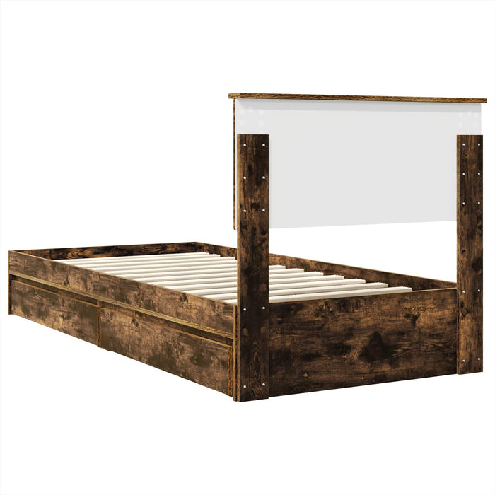 Pat cu storage Stejar fumuriu 90 x 190 cm Lemn compozit - WALTI WALTI