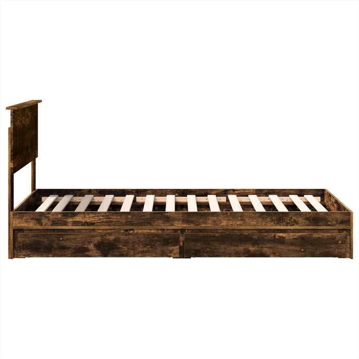 Pat cu storage Stejar fumuriu 90 x 190 cm Lemn compozit - WALTI WALTI