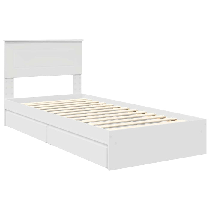 Pat cu storage cu headboard Alb 90 x 200 cm Lemn compozit - WALTI WALTI