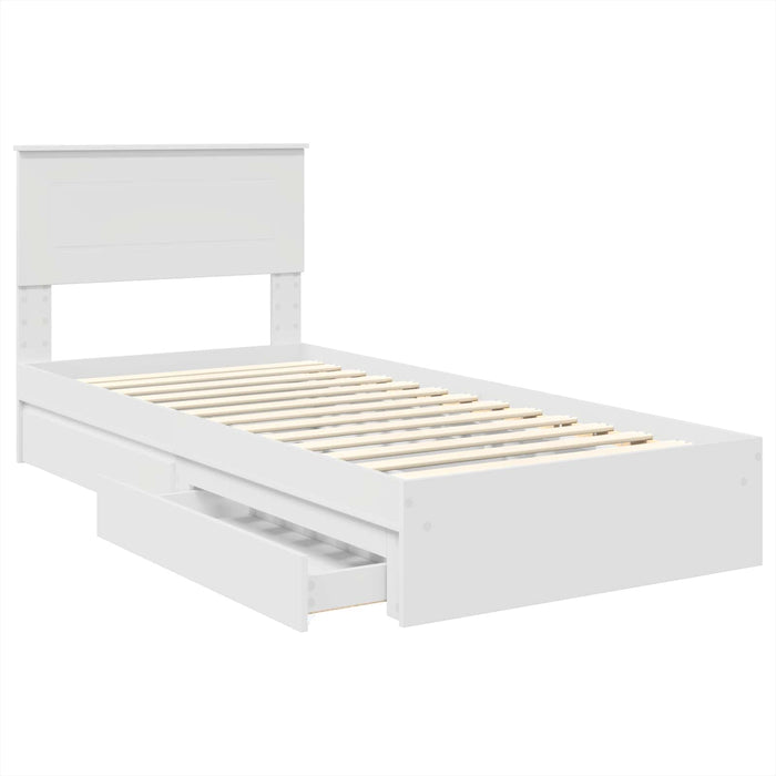 Pat cu storage cu headboard Alb 90 x 200 cm Lemn compozit - WALTI WALTI