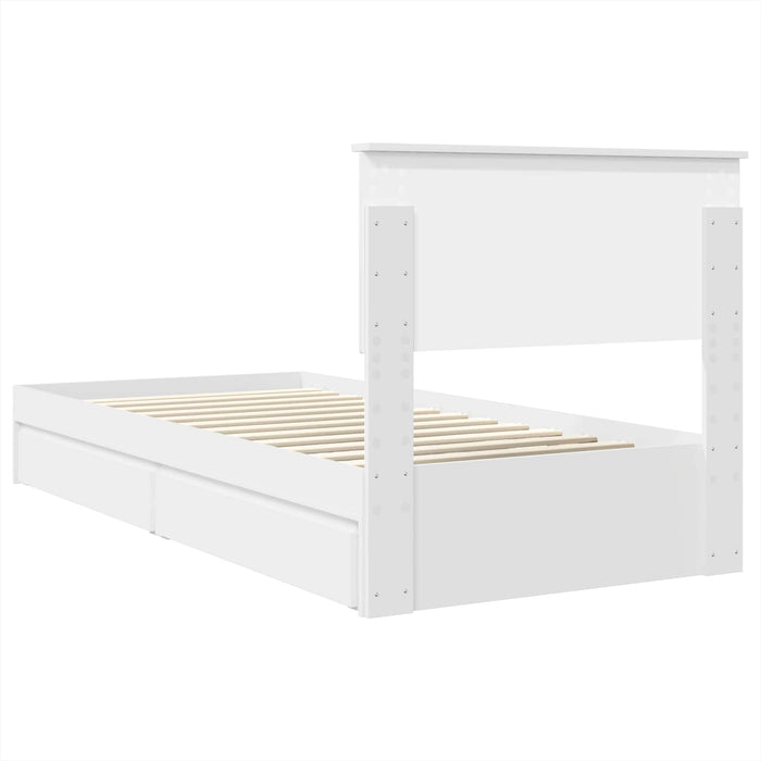 Pat cu storage cu headboard Alb 90 x 200 cm Lemn compozit - WALTI WALTI