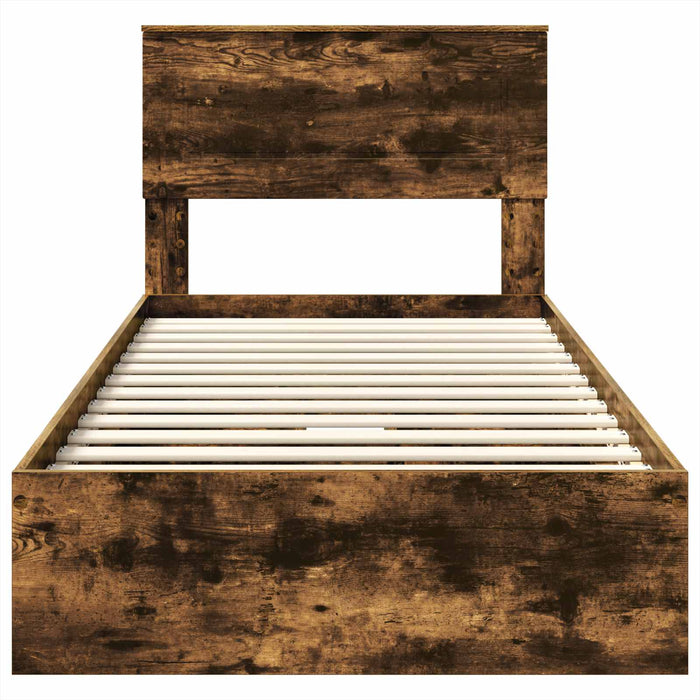 Pat cu storage Stejar fumuriu 90 x 200 cm Lemn compozit - WALTI WALTI