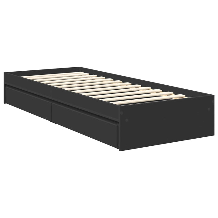 Pat cu storage cu headboard Negru 75 x 190 cm Lemn compozit - WALTI WALTI