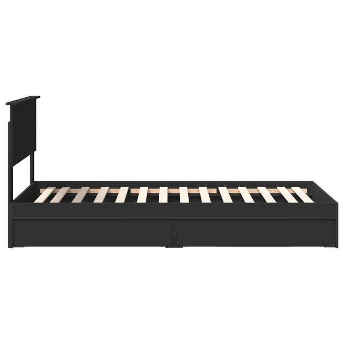 Pat cu storage cu headboard Negru 75 x 190 cm Lemn compozit - WALTI WALTI