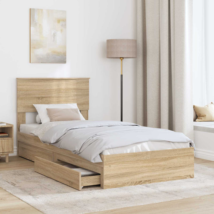 Pat cu storage Stejar Sonoma 75 x 190 cm Lemn compozit - WALTI WALTI