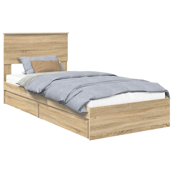 Pat cu storage Stejar Sonoma 75 x 190 cm Lemn compozit - WALTI WALTI
