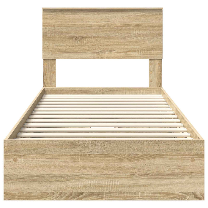 Pat cu storage Stejar Sonoma 75 x 190 cm Lemn compozit - WALTI WALTI