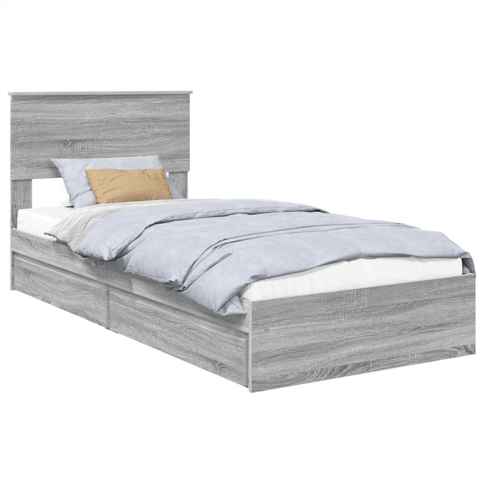 Pat cu storage cu sertar Gri Sonoma 75 x 190 cm Lemn compozit - WALTI WALTI