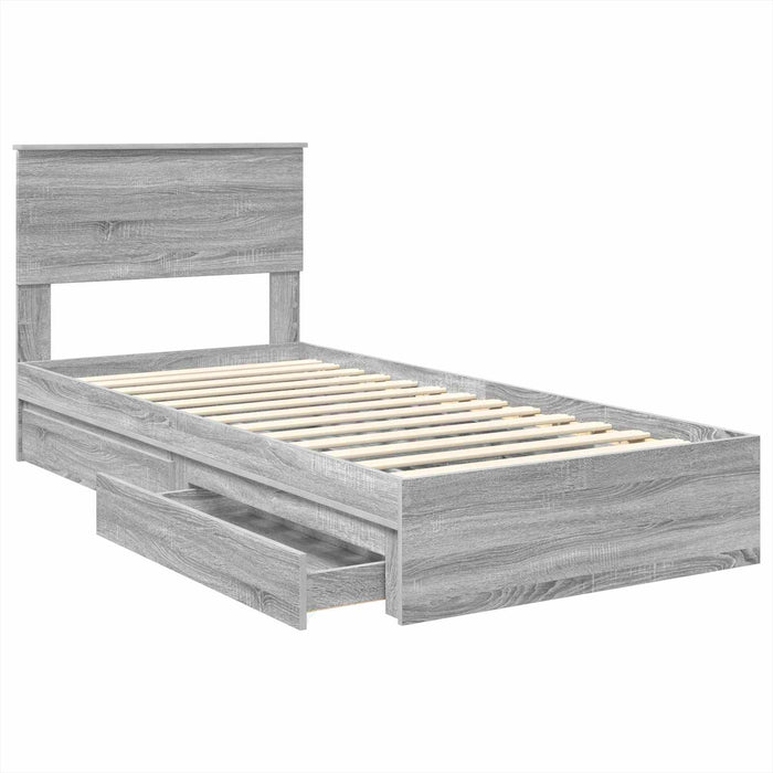 Pat cu storage cu sertar Gri Sonoma 75 x 190 cm Lemn compozit - WALTI WALTI