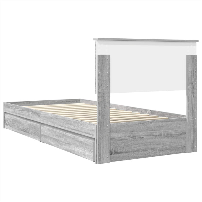 Pat cu storage cu sertar Gri Sonoma 75 x 190 cm Lemn compozit - WALTI WALTI
