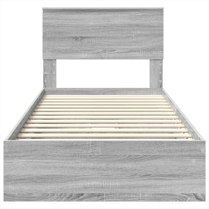 Pat cu storage cu sertar Gri Sonoma 75 x 190 cm Lemn compozit - WALTI WALTI