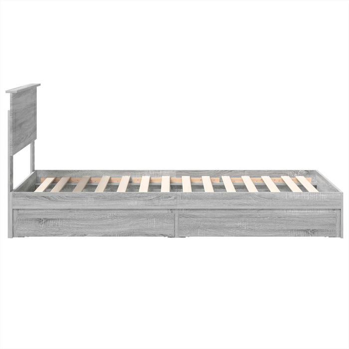 Pat cu storage cu sertar Gri Sonoma 75 x 190 cm Lemn compozit - WALTI WALTI