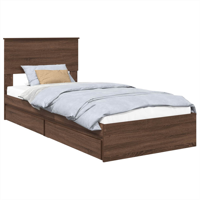 Pat cu storage Stejar închis 75 x 190 cm Lemn compozit - WALTI WALTI