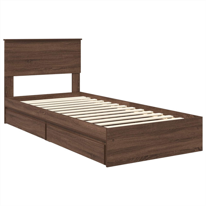 Pat cu storage Stejar închis 75 x 190 cm Lemn compozit - WALTI WALTI