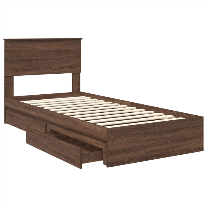 Pat cu storage Stejar închis 75 x 190 cm Lemn compozit - WALTI WALTI