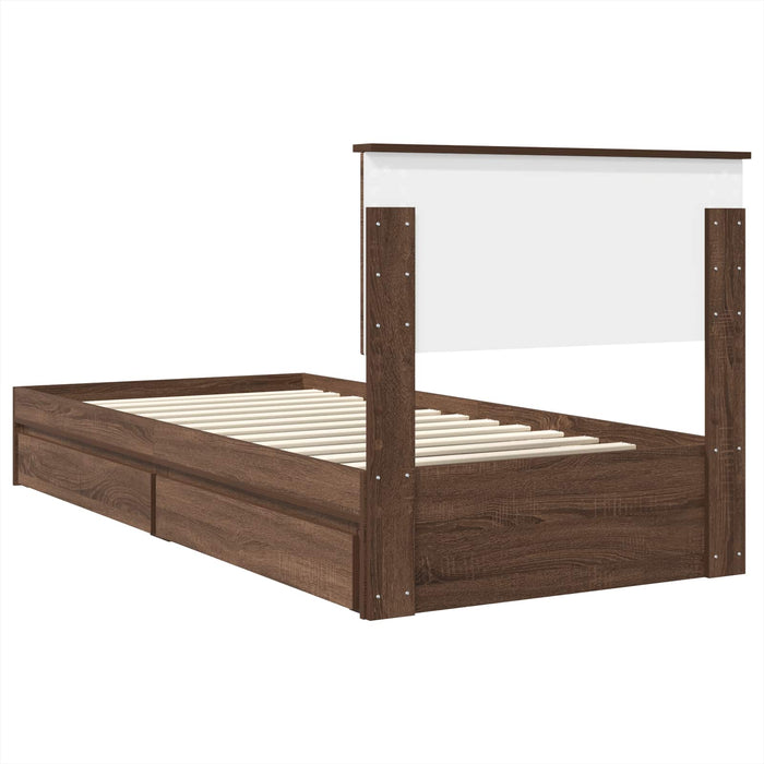 Pat cu storage Stejar închis 75 x 190 cm Lemn compozit - WALTI WALTI