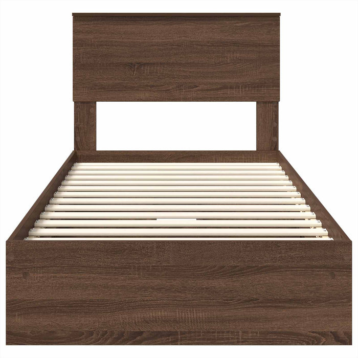 Pat cu storage Stejar închis 75 x 190 cm Lemn compozit - WALTI WALTI