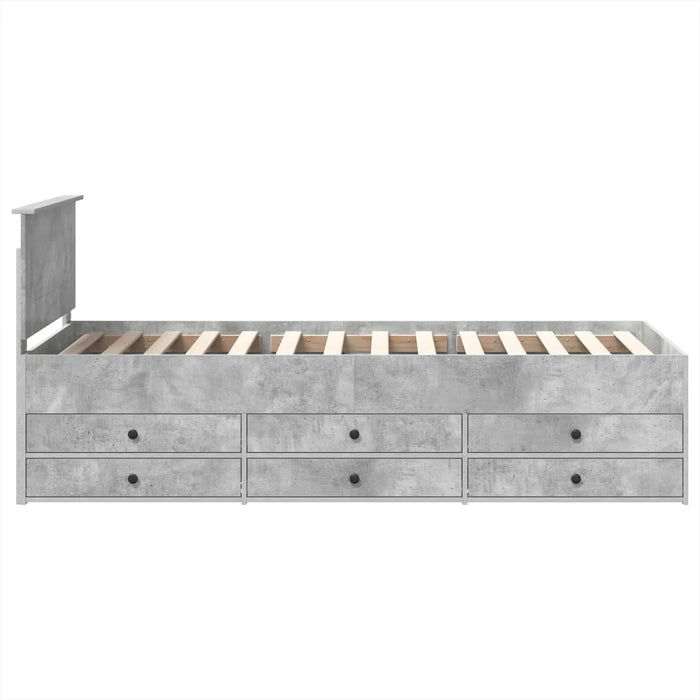 Daybed cu sertar Gri beton și negru 100 x 200 cm Lemn compozit - WALTI WALTI