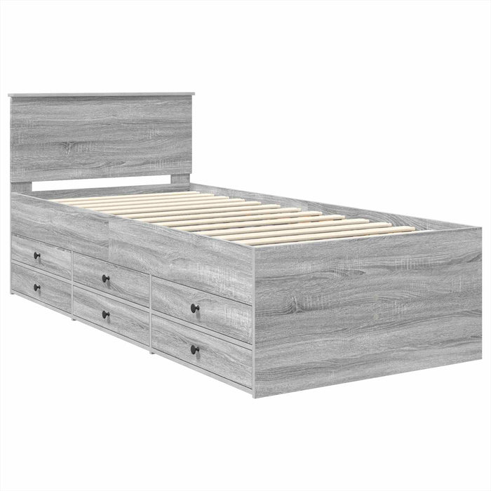 Daybed cu sertar Gri Sonoma și negru 100 x 200 cm Lemn compozit - WALTI WALTI