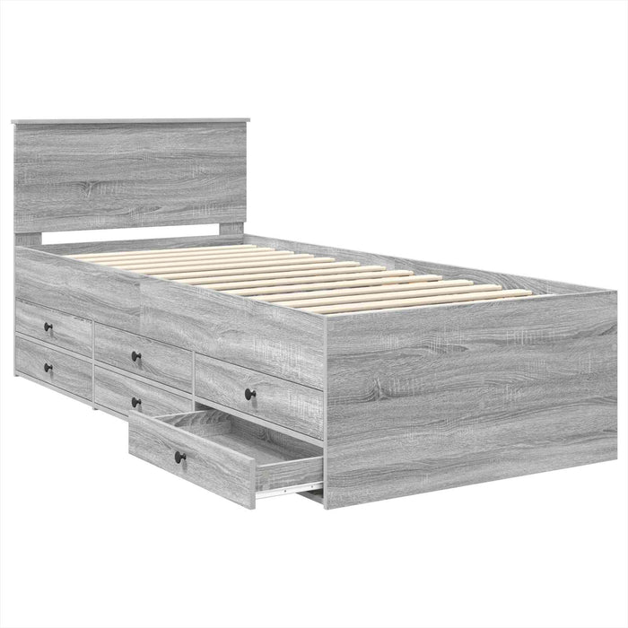 Daybed cu sertar Gri Sonoma și negru 100 x 200 cm Lemn compozit - WALTI WALTI