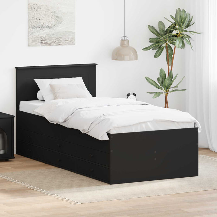 Daybed cu sertar cu headboard Negru 75 x 190 cm Lemn compozit - WALTI WALTI
