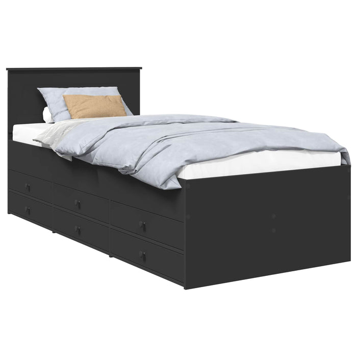 Daybed cu sertar cu headboard Negru 75 x 190 cm Lemn compozit - WALTI WALTI